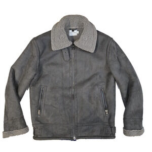 Topman Faux Shearling Shepra Aviator Jacket Size Medium